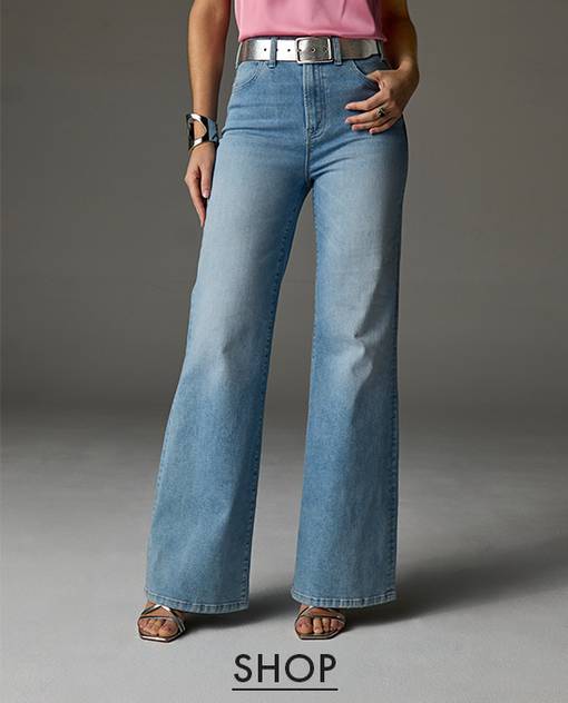Models wearing wide leg jeans.