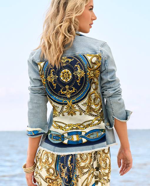 models wearing denim jacket