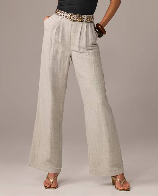 models wearing flax pants