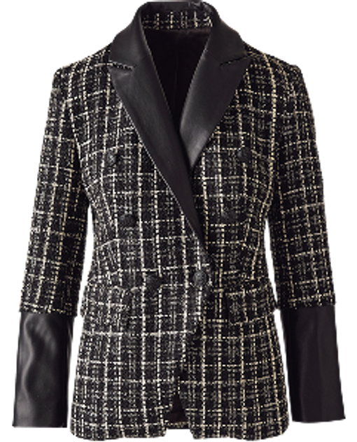white and black blazer