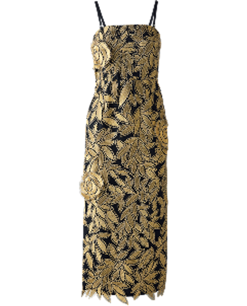 gold and black dress