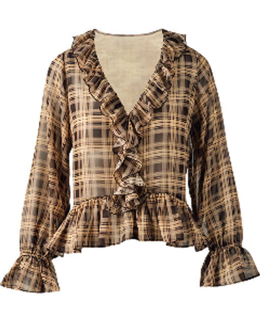 Plaid ruffle paige top