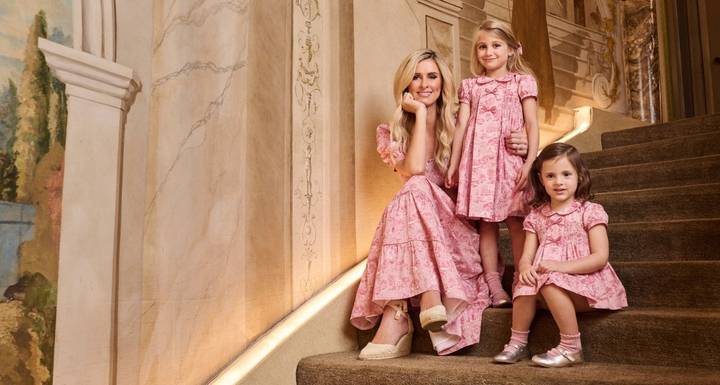 nicky hilton dress line Nicky Hilton x La Coqueta Toile de Jouy London Women Long Dress | Pink | XS | Cotton/Fabric/Canvas | Adult | Women's Clothing