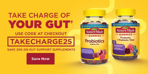 Save 25% off Gut Health supplements with code TAKECHARGE25 at checkout