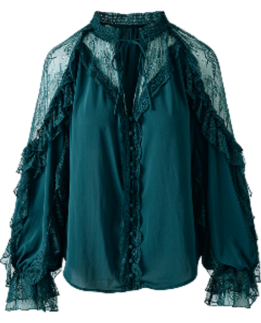 teal flowy lace blouse