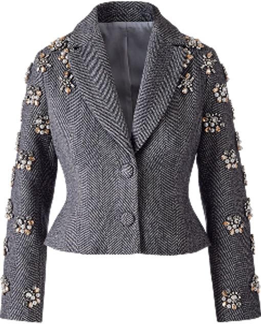 gray embellished cropped blazer
