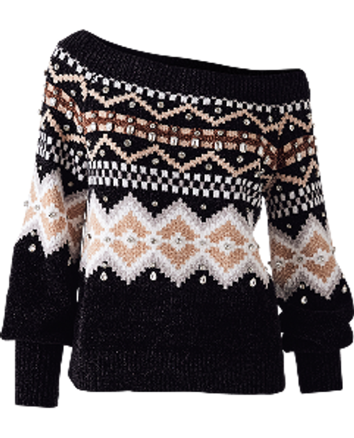 black and pink printed sweater