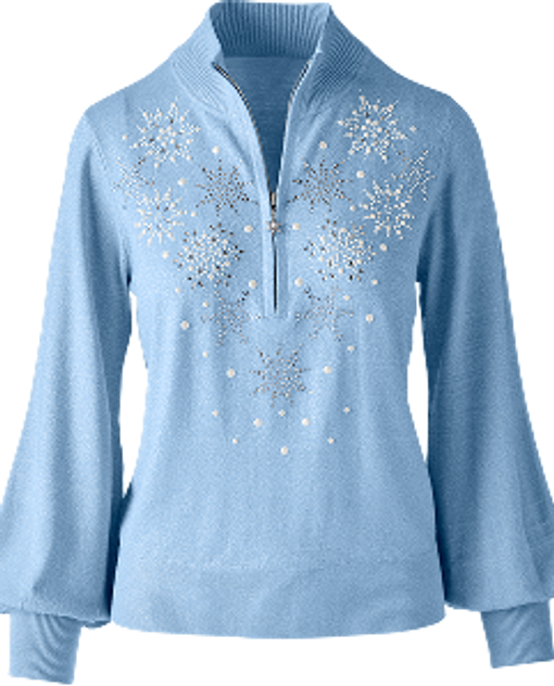 light blue embellished sweater