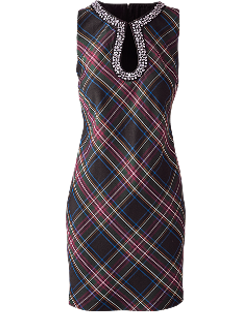 Short sheath plaid dress 