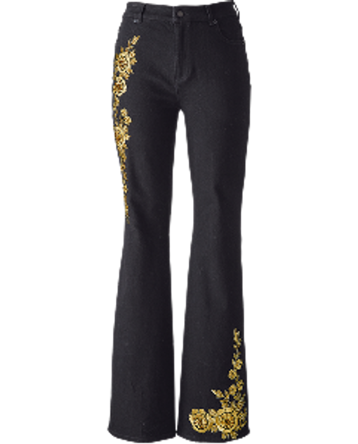 embroidered black bootcut jean