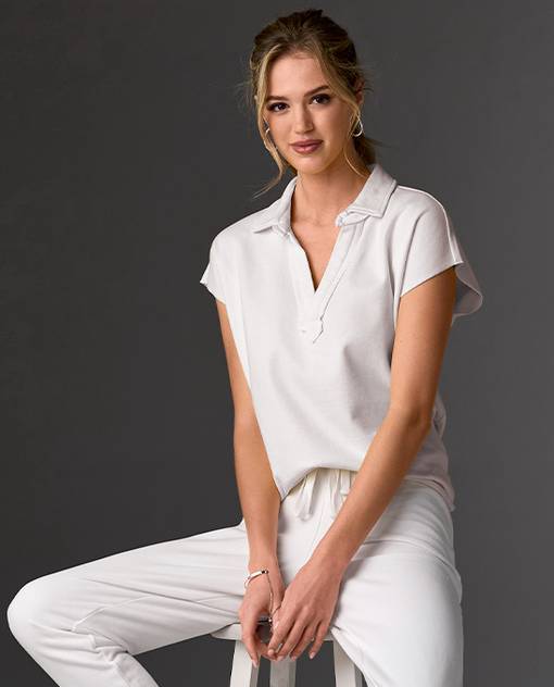 models wearing white matching set