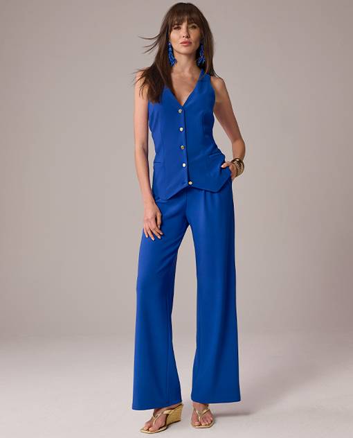 models wearing blue matching set