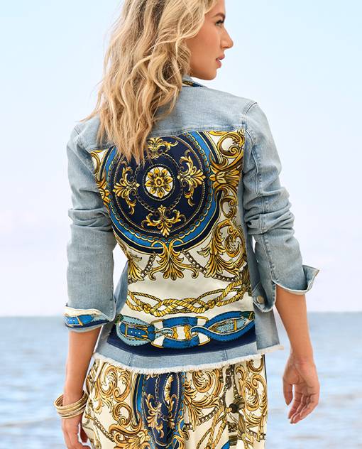 models wearing denim jacket