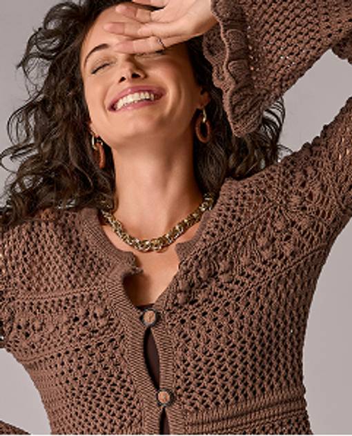 Models wearing a brown sweater
