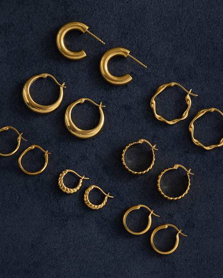 GUIDING STAR ETCHED HOOPS (18K GOLD PLATED)