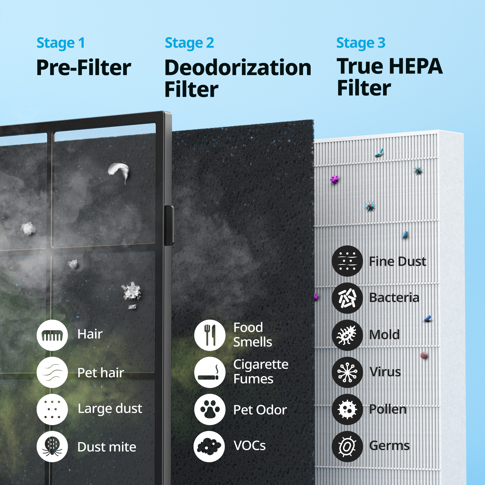 Airmega 200M Black Filter Particles