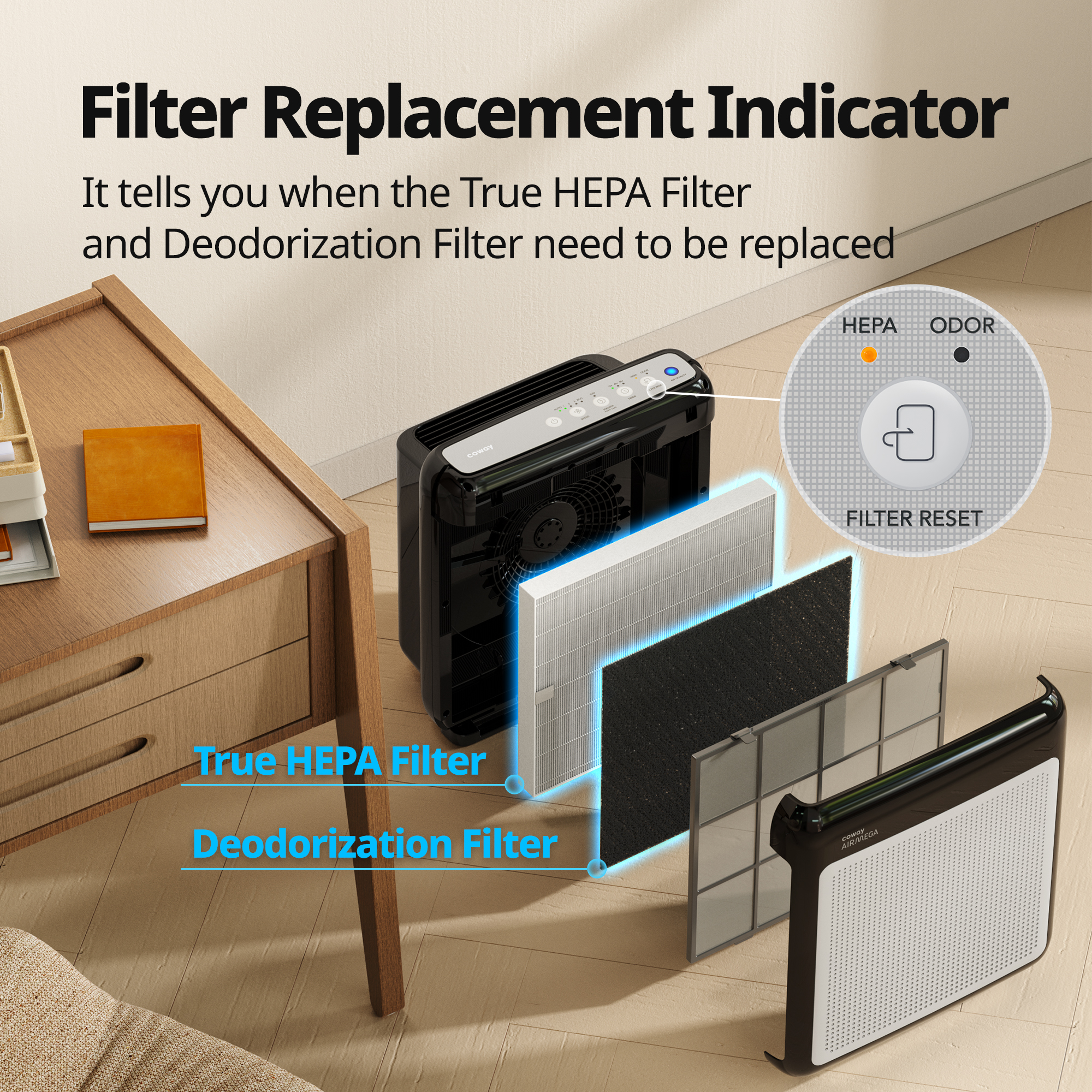 Airmega 200M Black Filter Replacement Indicator