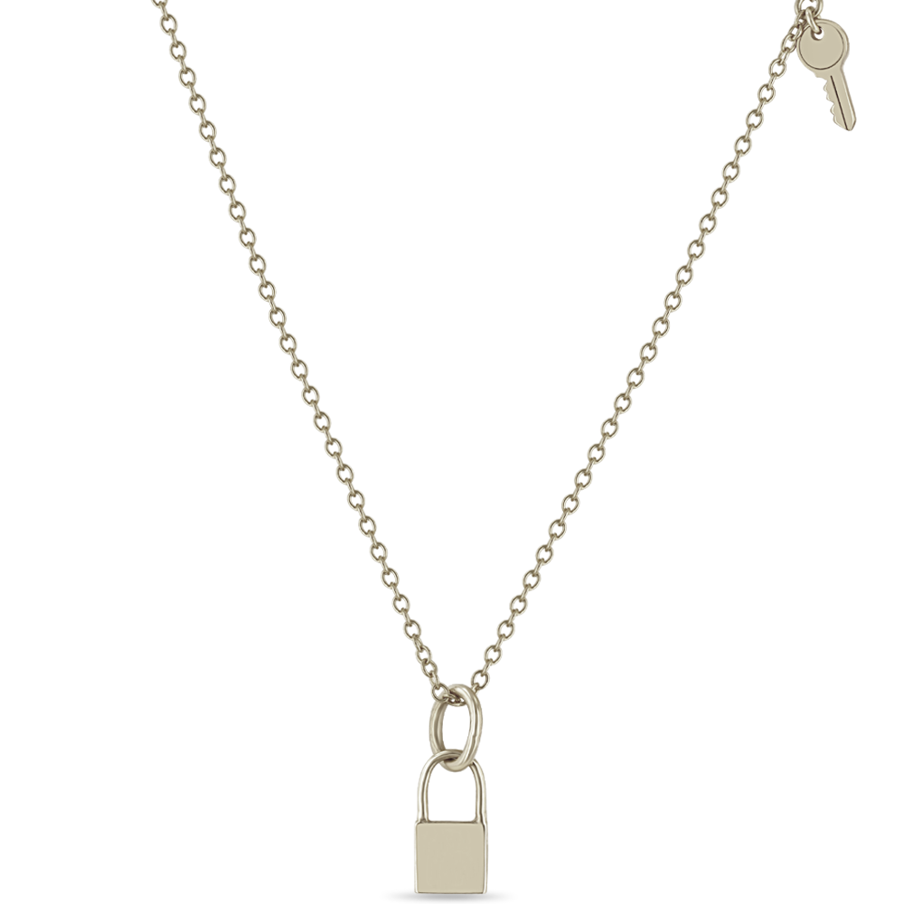 Zoë Chicco 14k Gold Midi Bitty Initial Lock & Key Charm Necklace