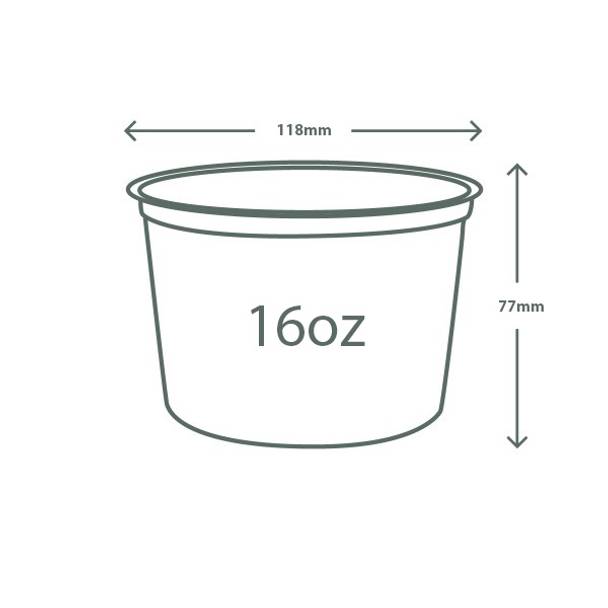 16oz (500ml) Premium PLA Round Container - clear