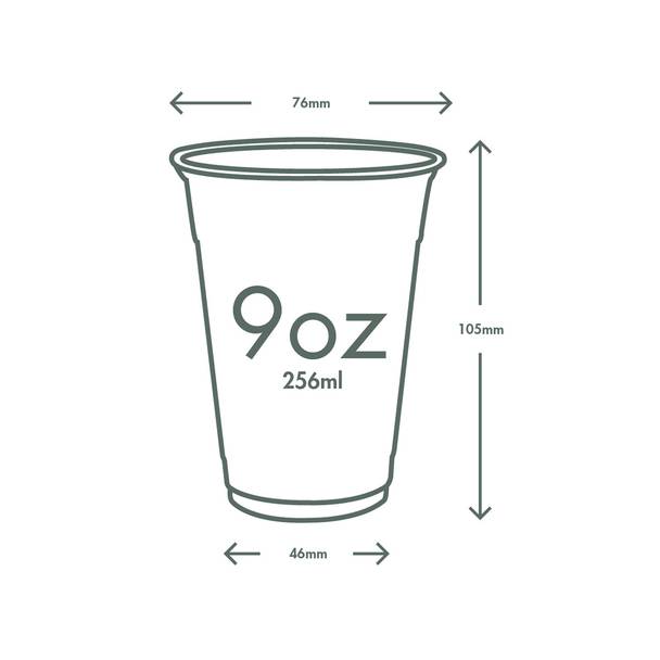 9oz (280ml) PLA Clear Cup - Green Leaf - 76 Series
