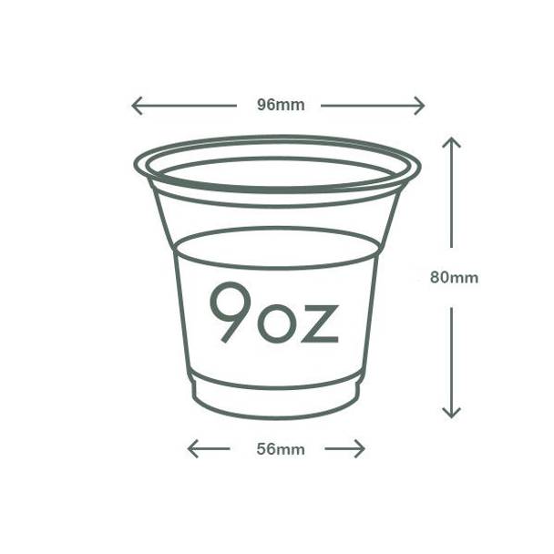 9oz (280ml) Premium PLA Cold Cup - Clear/Green Leaf - 96 Series