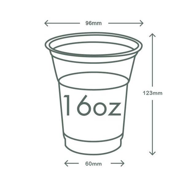 16oz (500ml) PLA Cup - Green Leaf - 96 Series