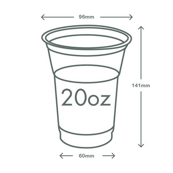 20oz (600ml) PLA Cup - Green Leaf - 96 Series