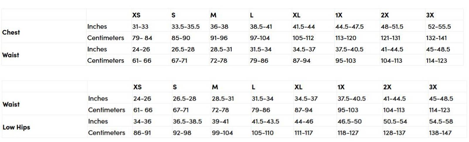 Product size guide