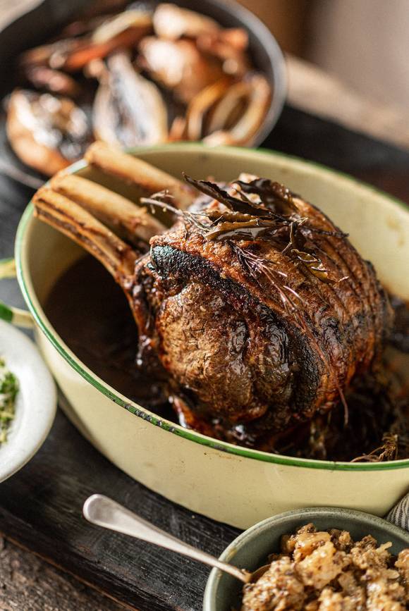 Delicious recipe for Rib of Beef with Bashed Celeriac, Braised Shallots & Horseradish Gremolata  Pipers Farm