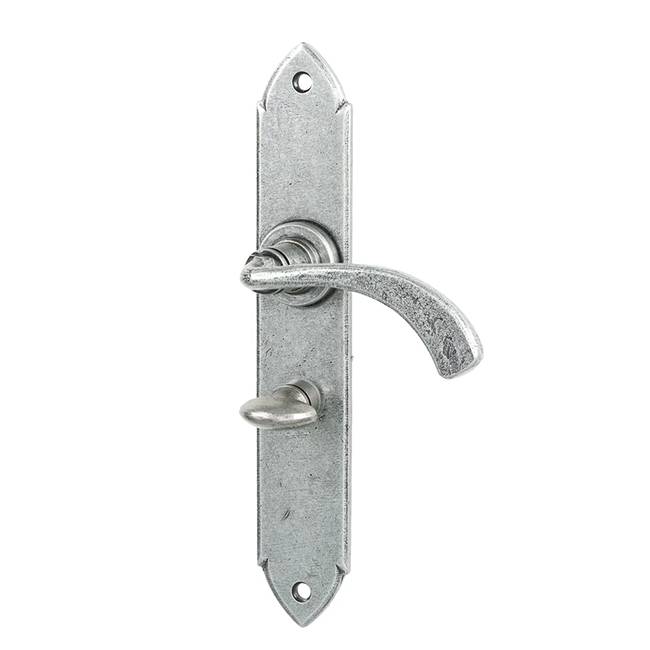 Gothic Curved Sprung Lever Handles in Pewter Finish