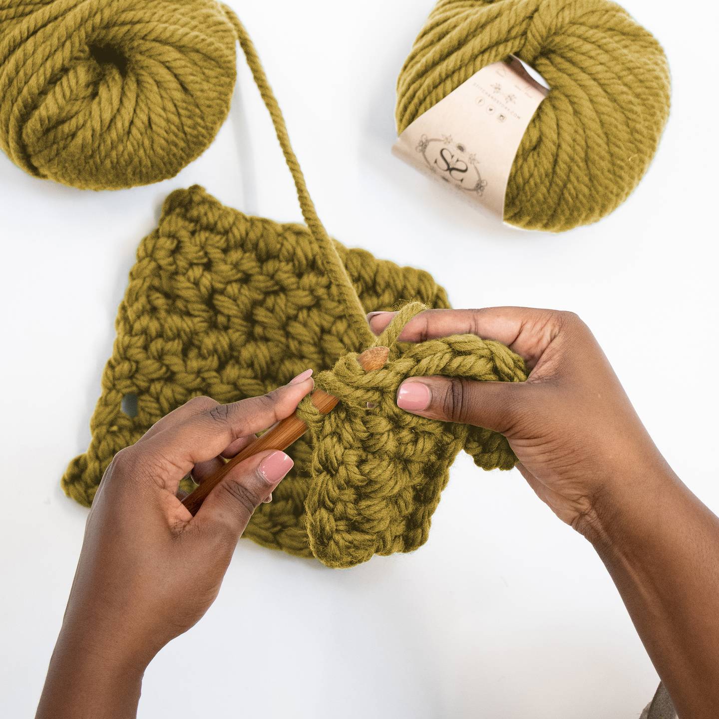 Craft Kit Crochet, Chunky Bag, olive green, 1 pack