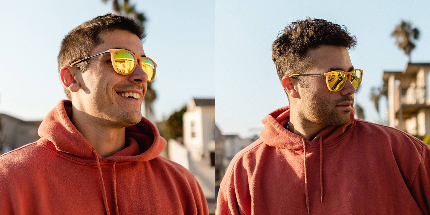 Sunz Up Polarized Sunglasses Matte Mango Frame & Orange Mirror Lens