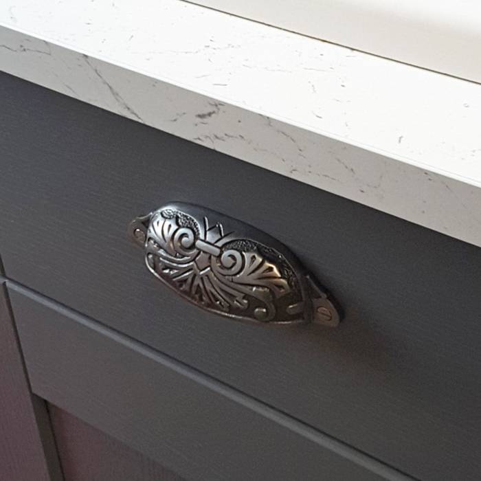 Drawer Cup Handles. Front Fixing Solid Brass Drawer Pulls. Perfect