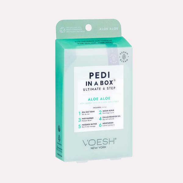 Pedi In A Box Ultimate 6 Step Aloe Aloe on Gray Background