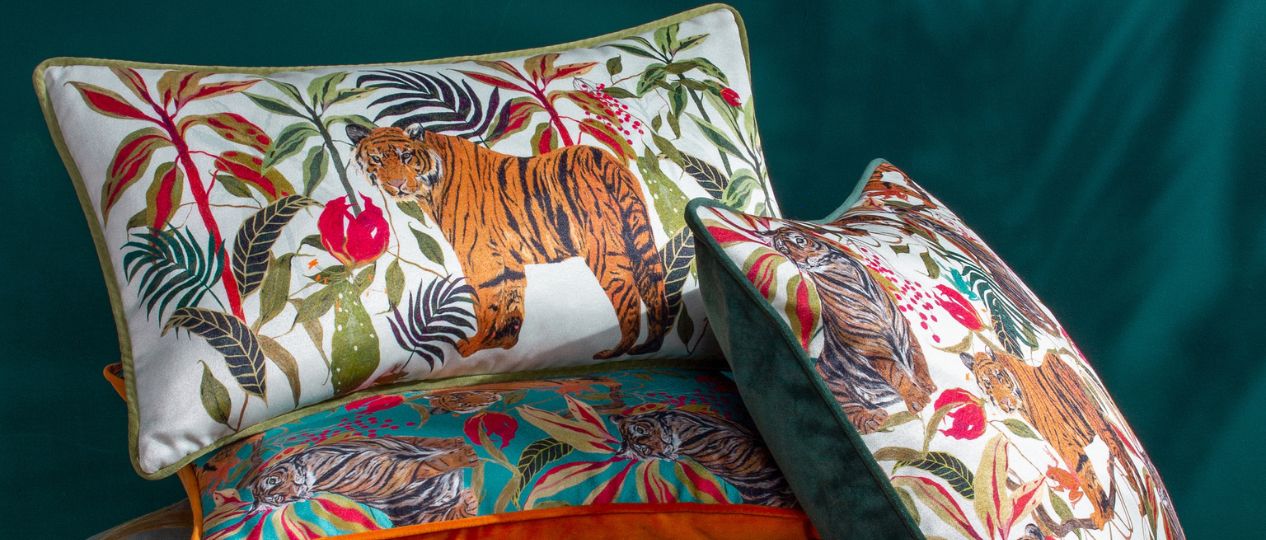 Velvet store tiger cushion