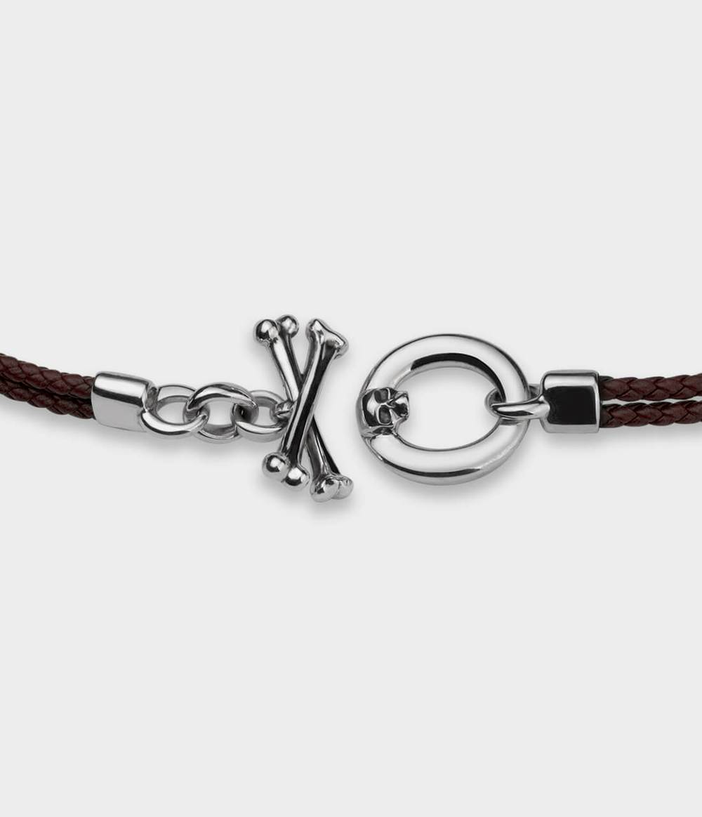 Skull & Crossbones Leather Bracelet