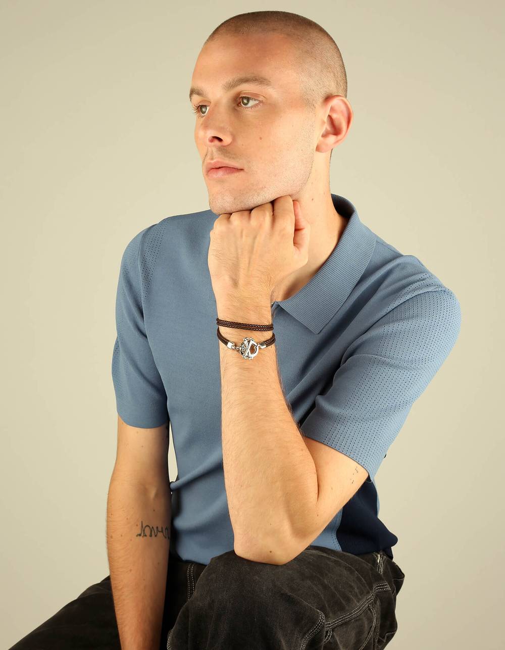 Skull & Crossbones Leather Bracelet