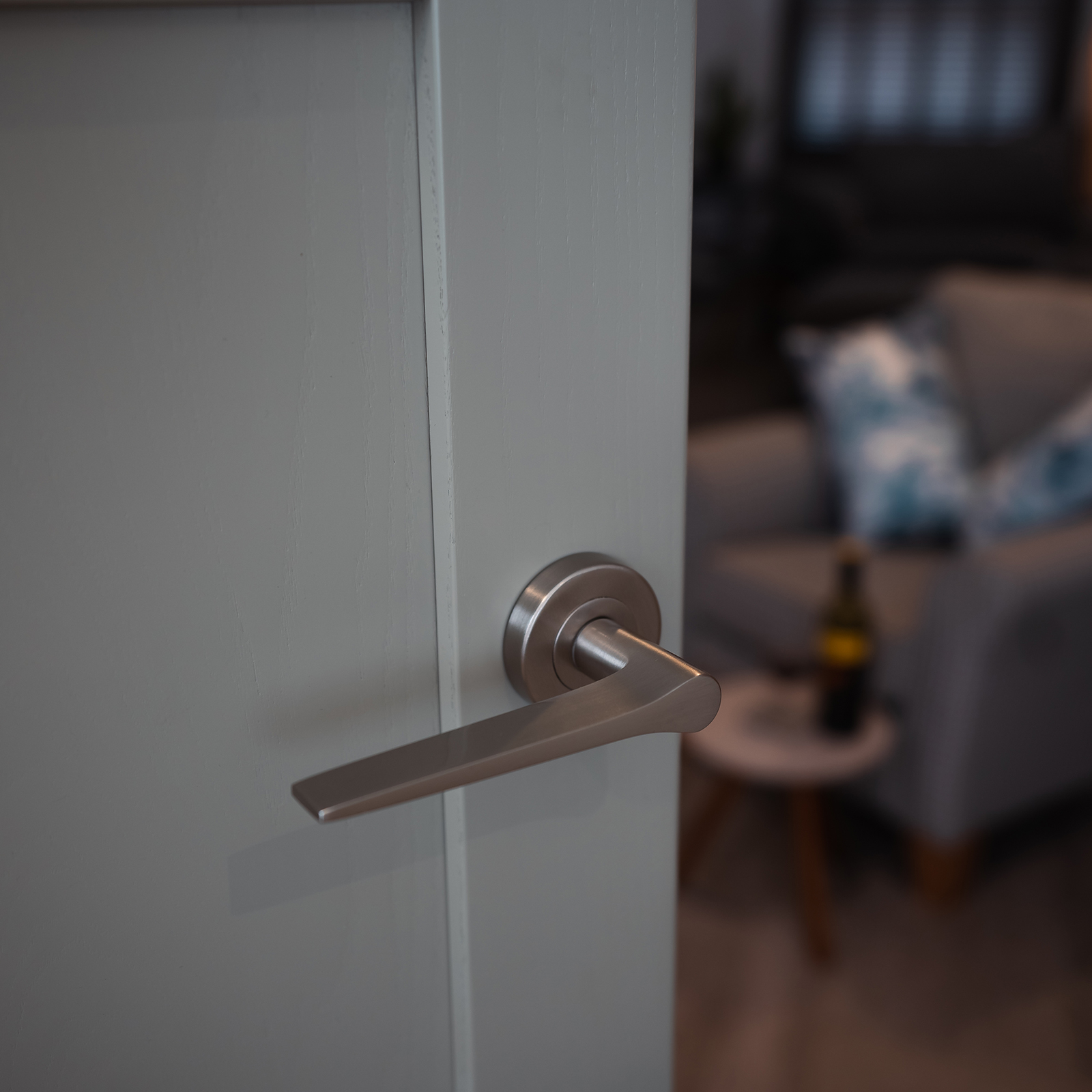 Satin Nickel Door Handles On Rose Door Handle Sets