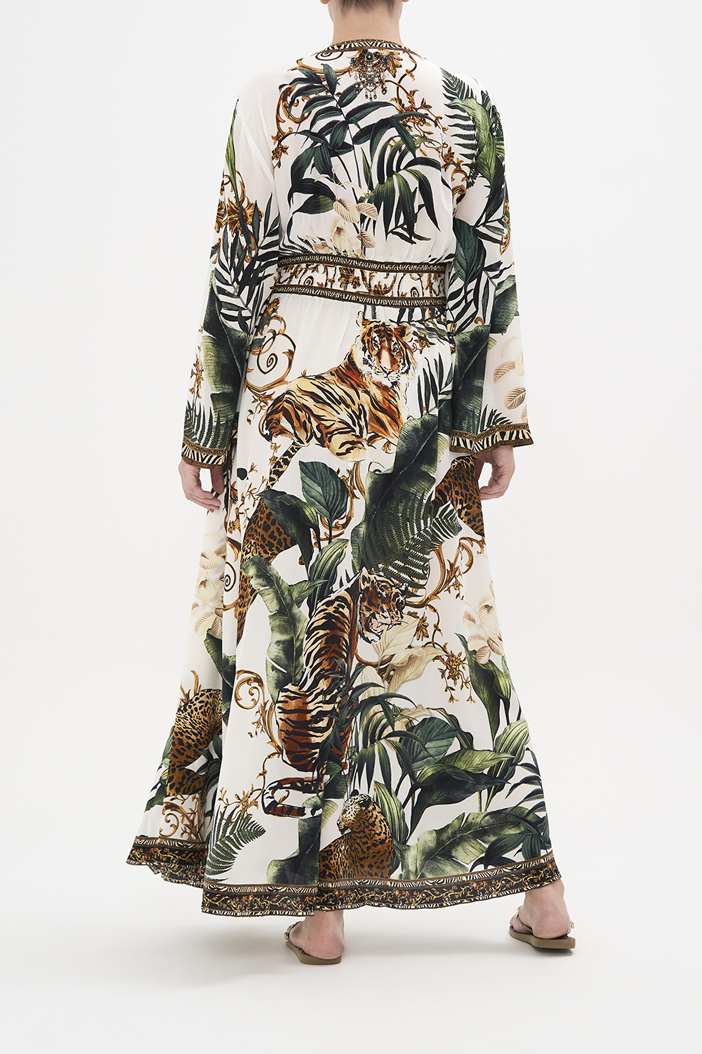 KIMONO SLEEVE DRESS WITH SHIRRING DETAIL TIGER TRAP