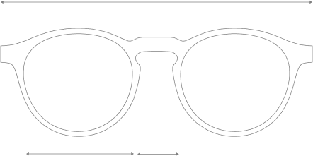 Desenho técnico frontal do óculos Hiro 