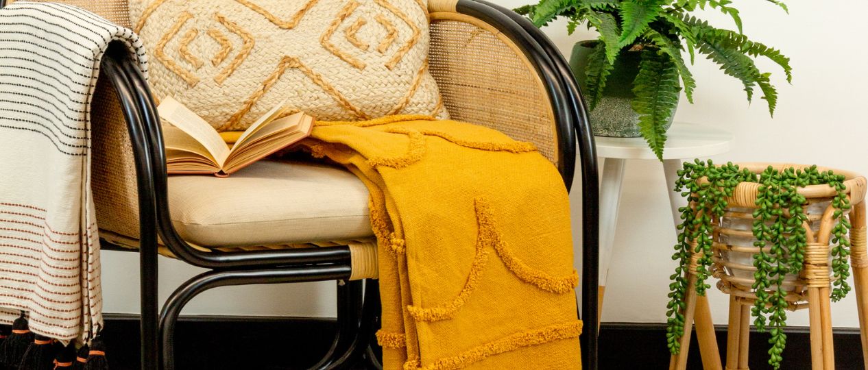 Mustard colour clearance throws and cushions