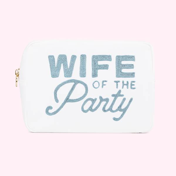Hand Embroidered Wife of the Party Large Pouch