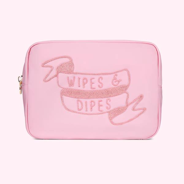 Hand Embroidered Wipes & Dipes Large Pouch