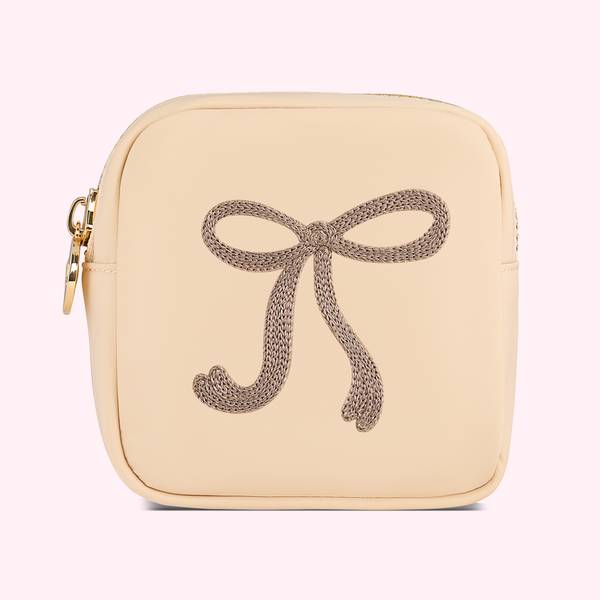 Hand Embroidered Bow Mini Pouch