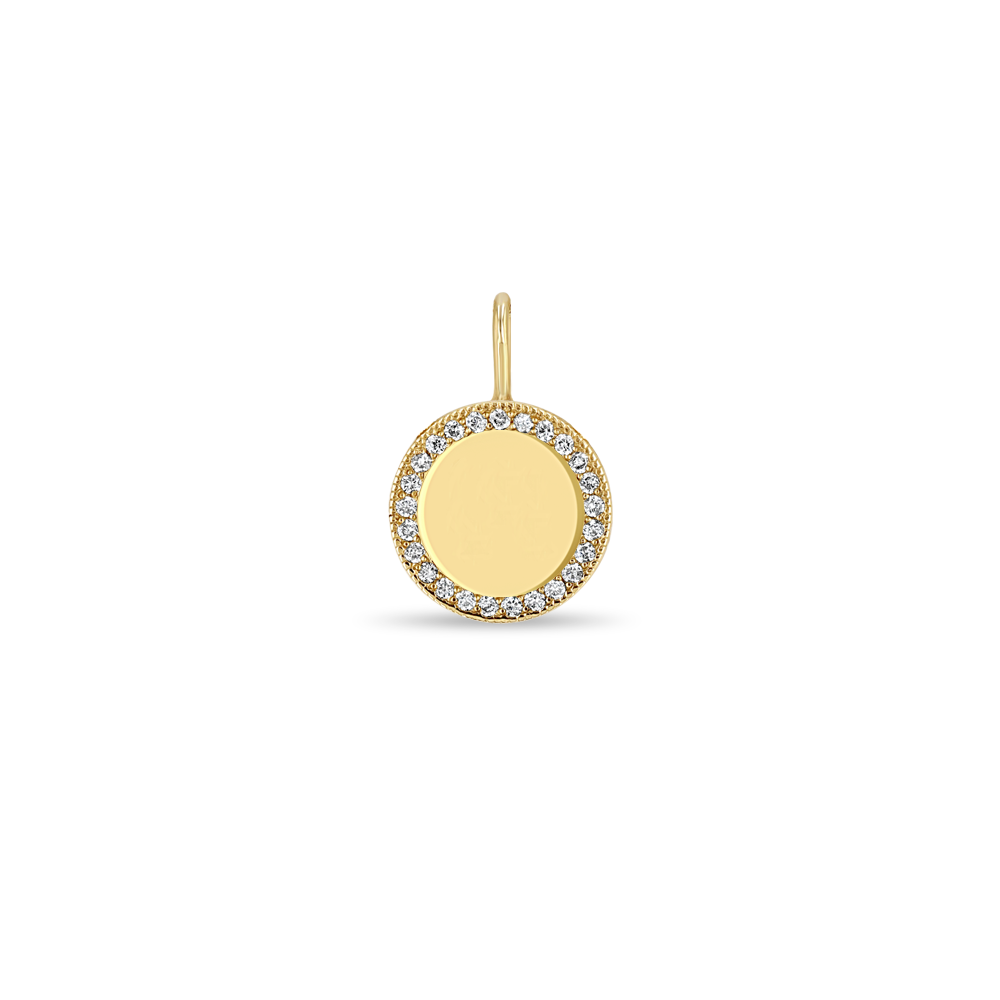 14K Yellow Gold Engravable Disc Charm Pendant
