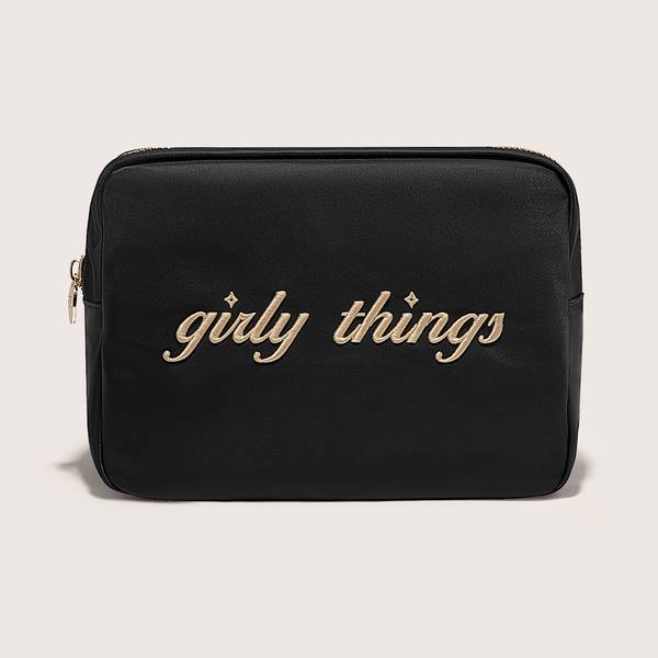 Girly Things Embroidered Large Pouch