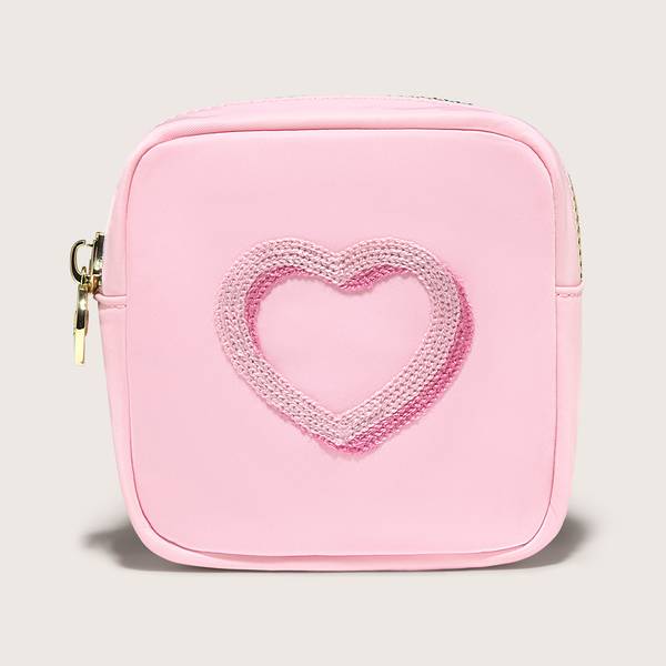 Heart Embroidered Mini Pouch