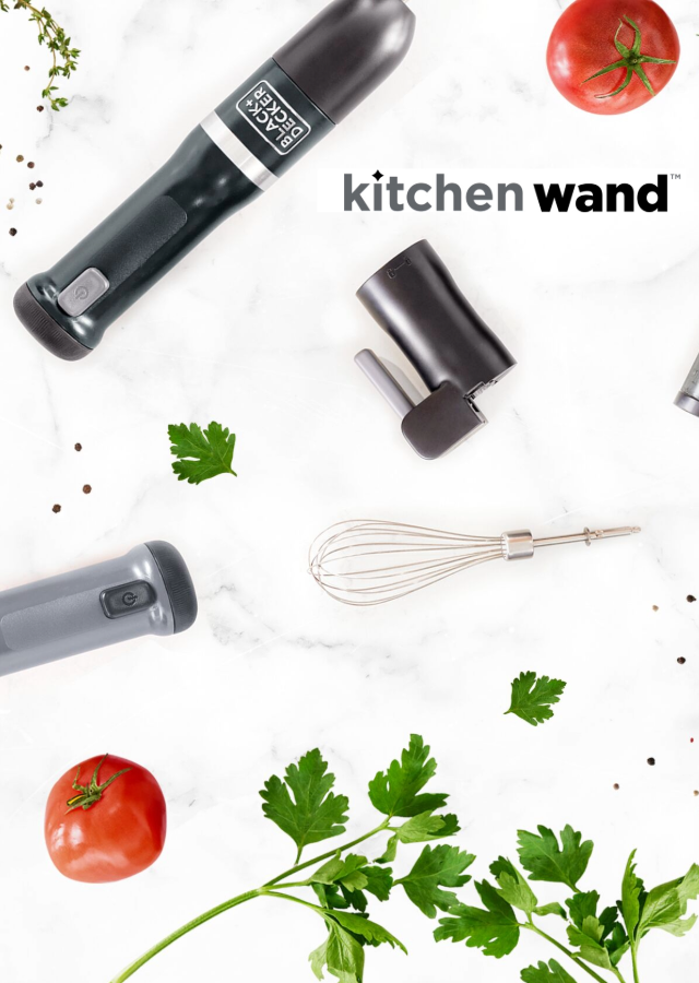 kitchen wand surrounded by veggies