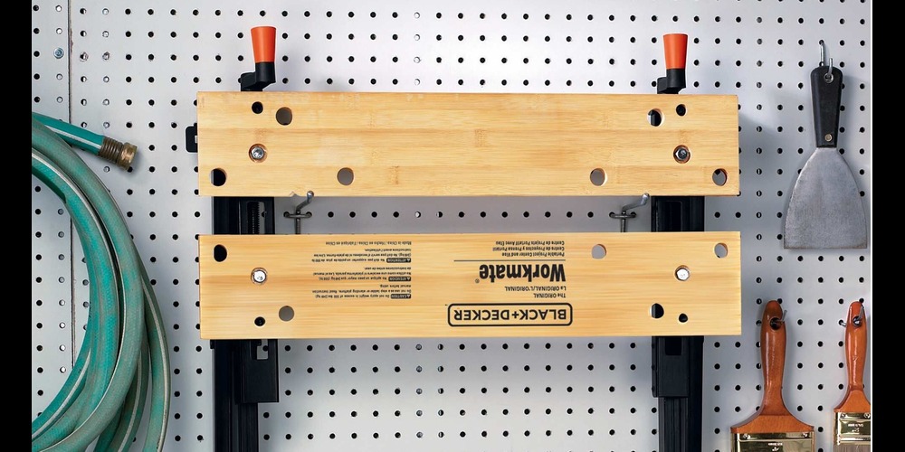 BLACK+DECKER workmate hanging on a wall