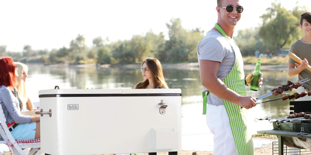 Mobile cooler cart at a picnic